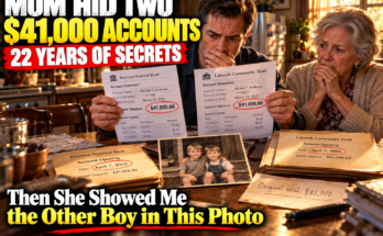 A son discovers his mother has secretly maintained two separate $41,000 bank accounts for 22 years. An old photograph of two little boys reveals why $82,000 was divided equally—and uncovers a family connection lost for decades.