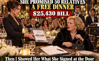 My mother-in-law threw down a $1 tip and told me that was all I was worth. Days later, she brought 50 relatives to my restaurant and promised them everything was free. I served dinner—then presented her with the $25,430 bill. What she had signed at the door changed the entire evening.