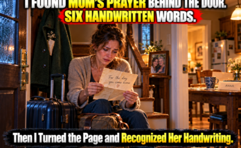 Eight months after losing my mother, I returned to her empty house with two suitcases and nowhere else to go. A folded prayer slipped from behind her coat. On the outside were six words in her handwriting: “For the day you come home.” At the bottom, she had added one instruction: “Sweetheart, turn the page.” 👉 …Continue Read More…