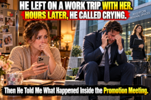 My husband went on a work trip with the female colleague I was already jealous of. They were competing for the same promotion. Hours later, he called me crying. I thought she had betrayed him—until he told me what she had shown the interview panel. 👉 ...Continue Read More...