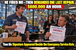 My boss fired me at 9:17 a.m.At 9:22, the machine holding up his biggest customer demonstration stopped.

“Repair it before you leave,” he ordered.

I looked at the termination notice in my hand.

“That service was free five minutes ago. Now it costs $600,000 an hour.”

He laughed.

I set my cardboard box beside my desk.

“Who has authority to authorize emergency service?”

Then the chief financial officer arrived—and asked why he had fired me that morning.

👉 …Continue Read More…