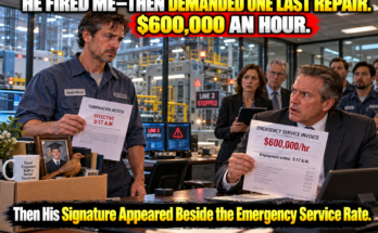 My boss fired me at 9:17 a.m. At 9:22, the machine holding up his biggest customer demonstration stopped. “Repair it before you leave,” he ordered. I looked at the termination notice in my hand. “That service was free five minutes ago. Now it costs $600,000 an hour.” He laughed. I set my cardboard box beside my desk. “Who has authority to authorize emergency service?” Then the chief financial officer arrived—and asked why he had fired me that morning. 👉 …Continue Read More…