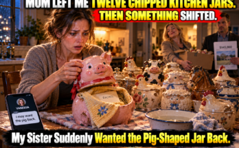 My sister inherited Mom’s house and $145,000. My brother got the family land. After four years caring for Mom, I received twelve chipped kitchen jars. “You always did love junk,” my sister said. That night, I washed them one by one. The pig-shaped jar felt unusually heavy. Something shifted when I tilted it. Beneath an old dishcloth, I found an envelope with my name on it. Before I finished reading, my sister sent a message: “I may want the pig back.” 👉 …Continue Read More…