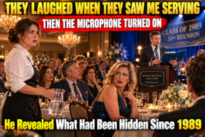 They Laughed at Me for Serving Their Table at Our Thirty-Fifth High School Reunion, Until the Class President Turned on the Microphone and Revealed What Had Been Hidden Since 1989